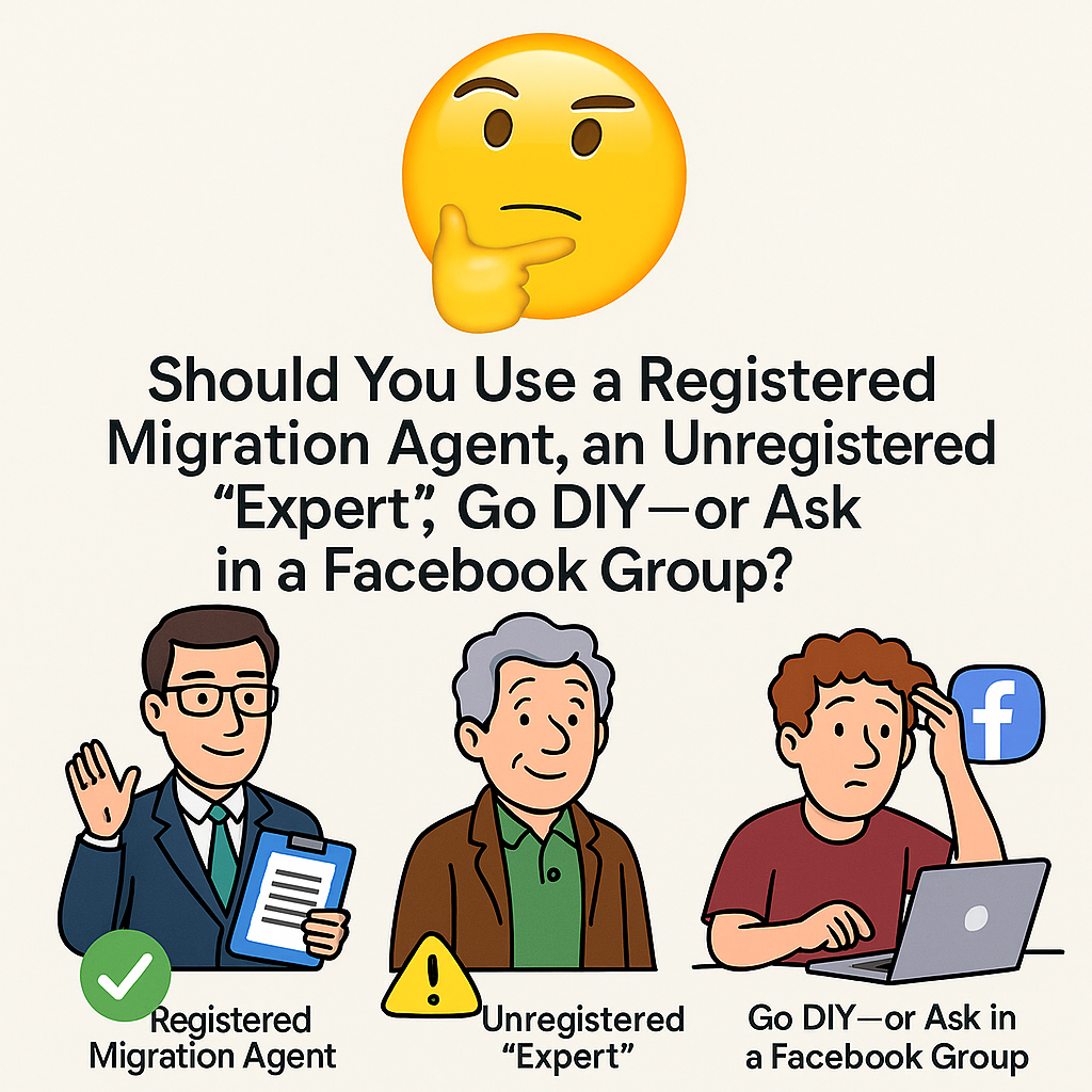 🤔 Should You Use a Registered Migration Agent, an Unregistered “Expert,” Go DIY — or Ask in a Facebook Group?